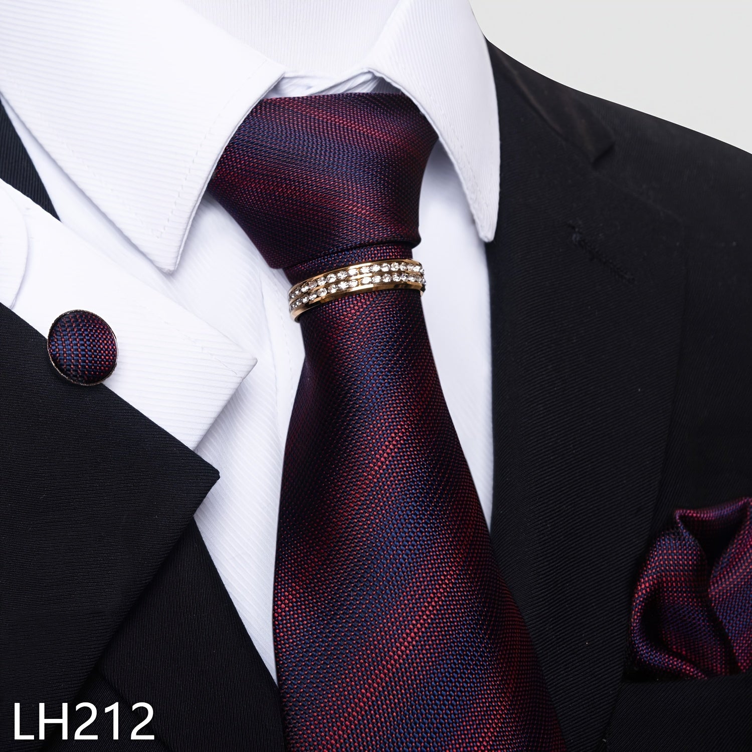 Erkaklar uchun rasmiy ish va to'y kiyimlari to'plami, chiziqli gul naqshli galstuk, cho'ntak sharlari, manşetli kalitlar va uzuk bilan