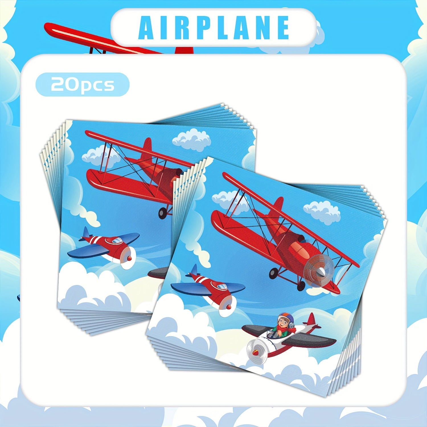 Yashil osmon vertolyot partiyali salfetkalar, tug'ilgan kun stoli bezaklari va sovg'alar uchun