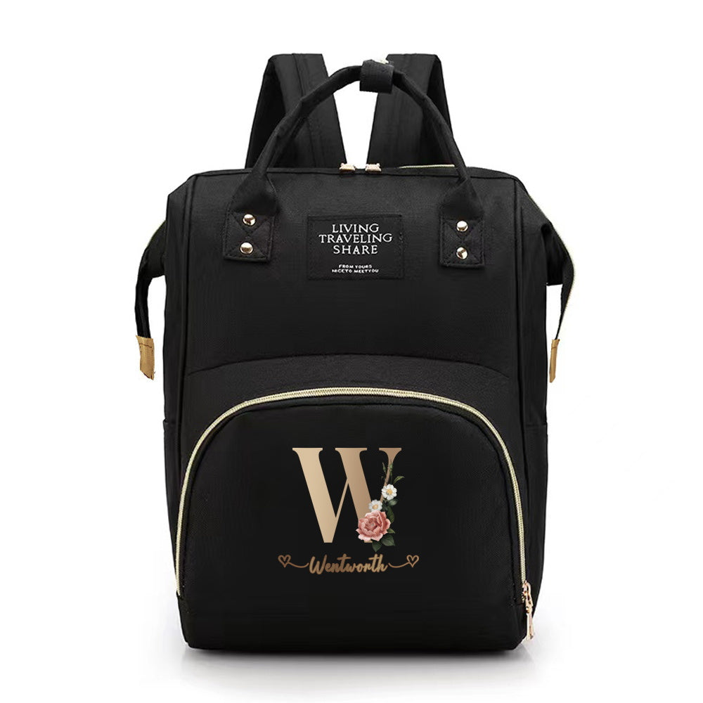 Personalized Mommy Diaper Bag with Custom Initials, Oxford Cloth, Generous Storage