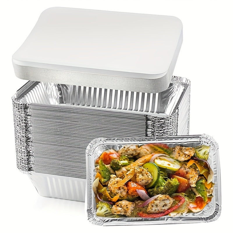 Set of 20 Reusable Aluminum Foil Pans with Lids Food Storage Baking Meal Prep