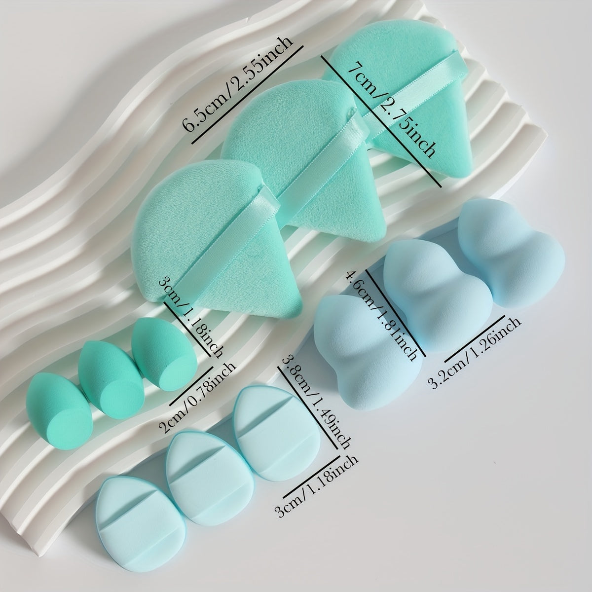 12-Piece Makeup Sponge Set with Foundation Blenders and Powder Puffs for Liquid, Cream, and Powder