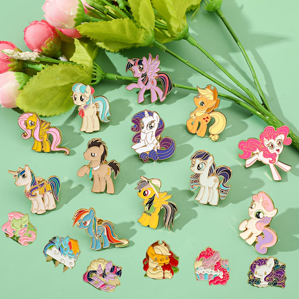 Backpacklar va kiyimlar uchun My Little Pony mavzusidagi 6, 12 yoki 18 ta karton emal pinlar to'plami