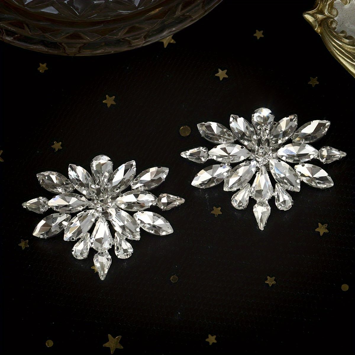 Women's Wedding Shoe Clips Glittering Rhinestone Buckles for Heels Dress Shoes Pair