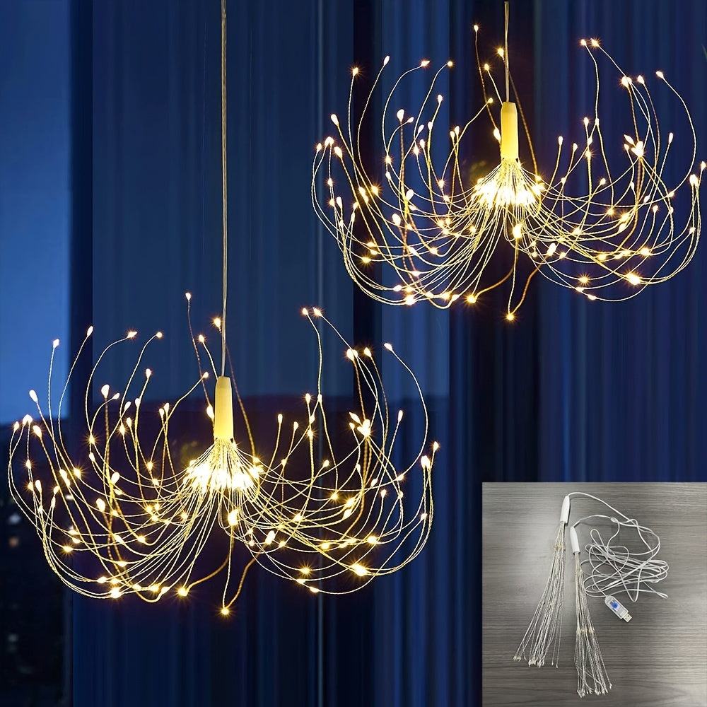 Luces de fuegos artificiales USB para exteriores con 8 modos de iluminación para jardines y fiestas