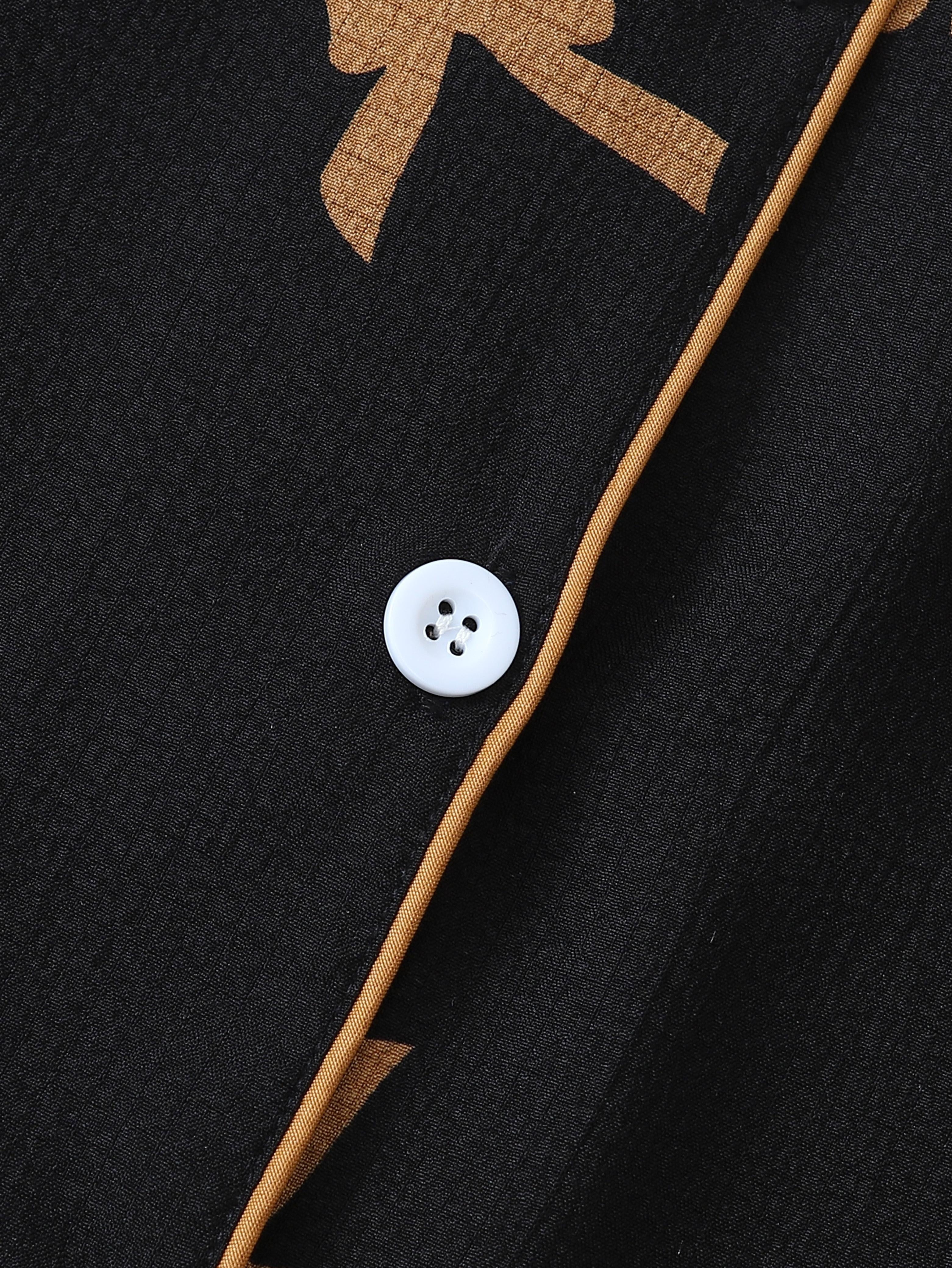 Teen Girl Pajama Set with Bow Print Soft Polyester Lounge Sleepwear