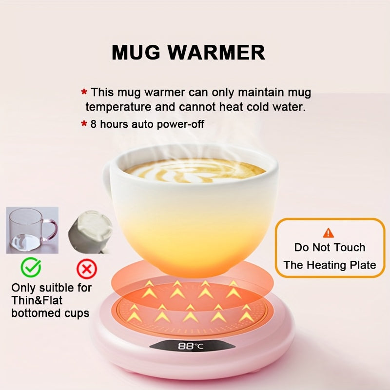 USB Thermal Cup Mat Keeps Drinks Warm for Flat Bottom Cups Outdoor Use 3 Temperature Settings