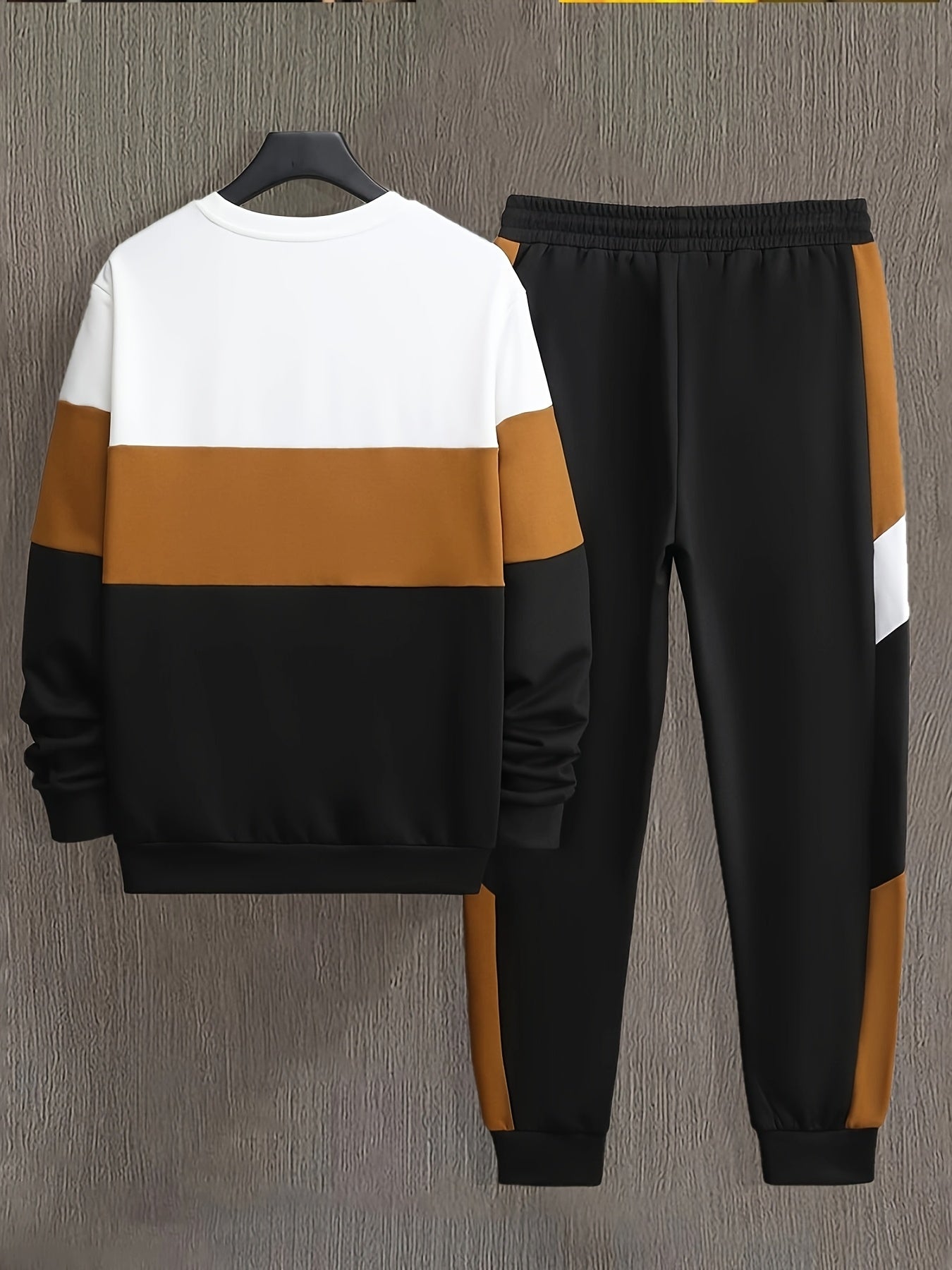 Men's Casual 2-Piece Set Sweatshirt and Joggers Polyester Knit Spring Fall Sports Outfits