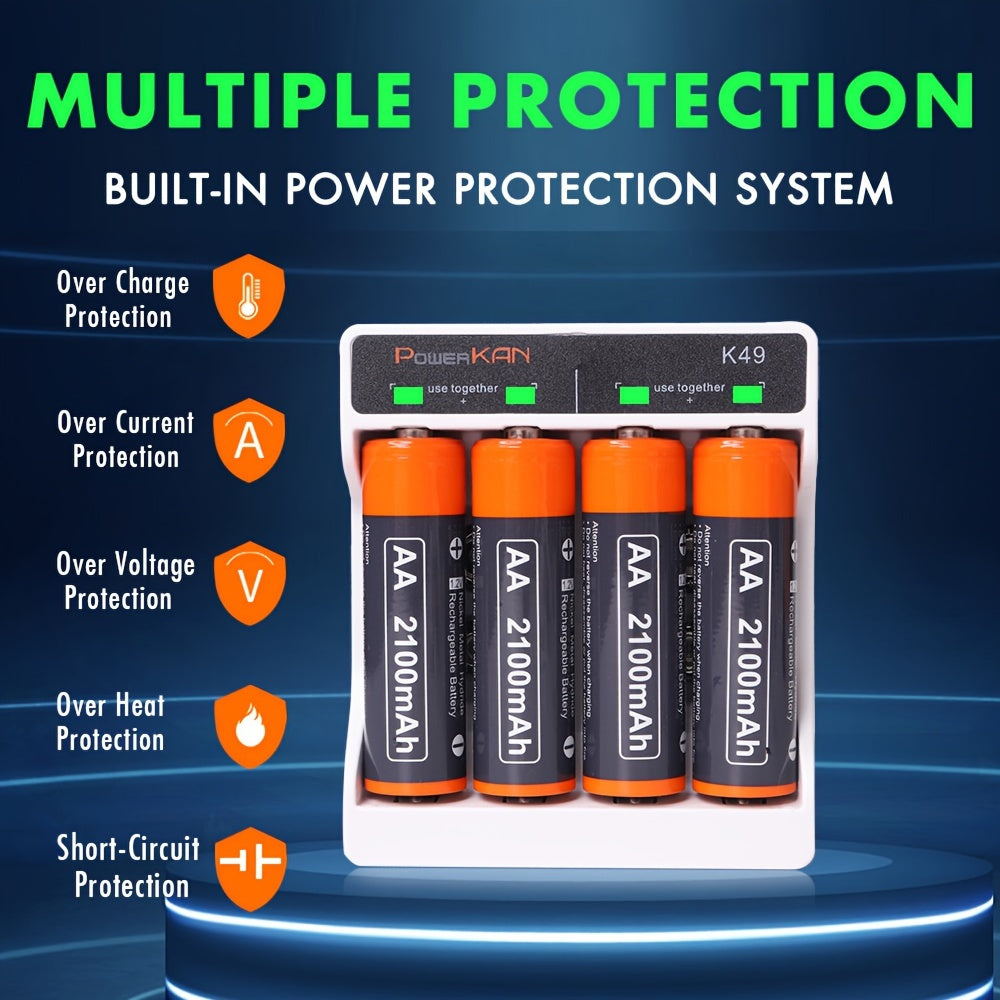 Dual-Purpose Mini Battery Charger for AA AAA 9V Lithium Rechargeable Batteries