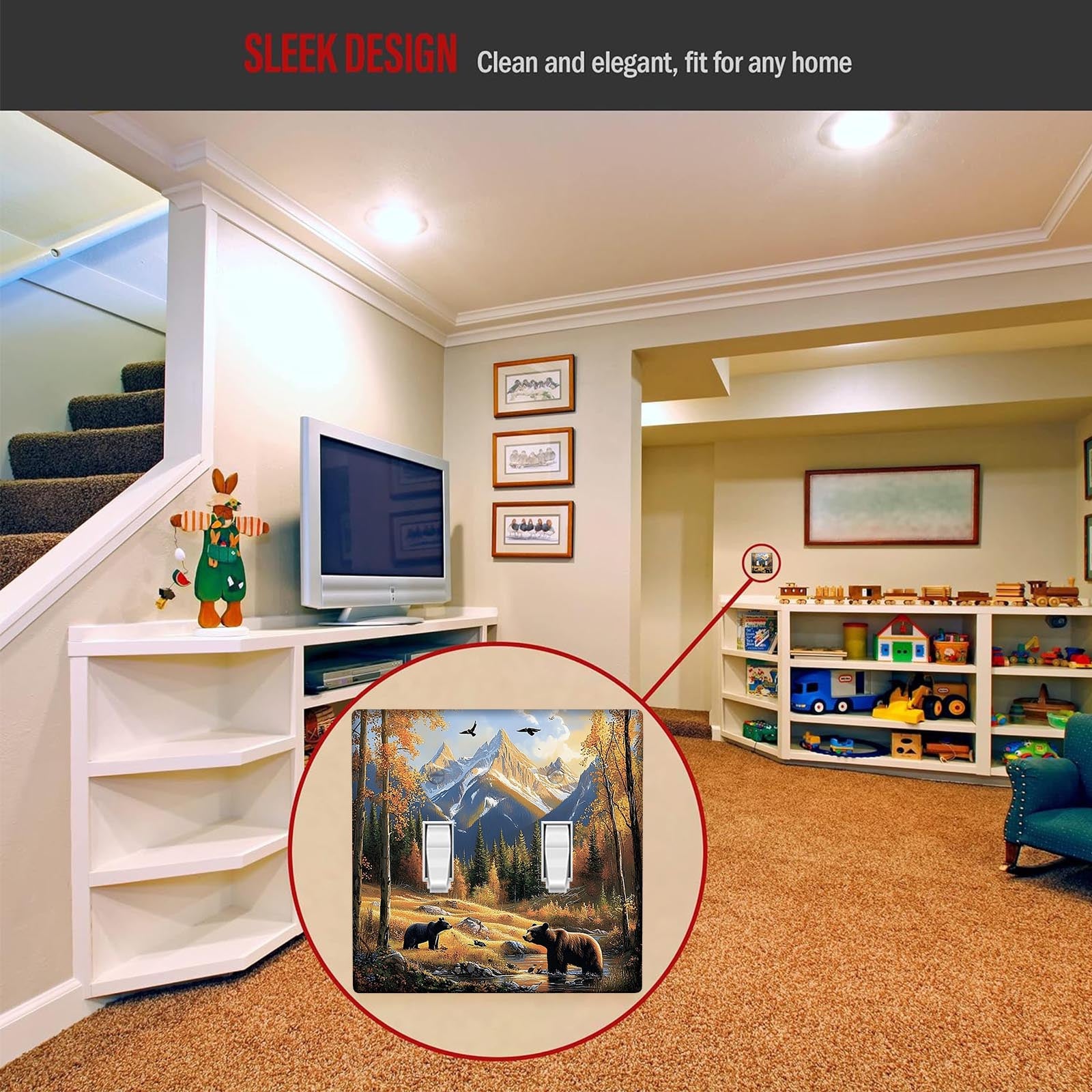 Forest Bears Light Switch Cover for Country Decor in Bathrooms Bedrooms Living Rooms No Power Needed