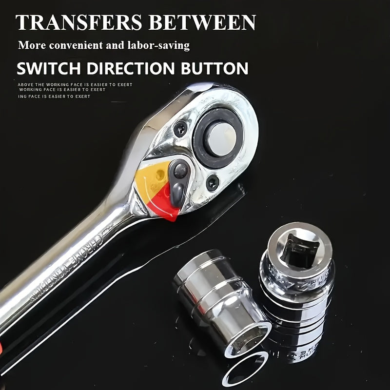 12-Piece 1/4-Inch Ratchet Socket Wrench Set with 10 Sockets Extension Bar