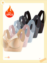 Women’s Mesh Wireless Push-Up Bras 5 Pack Breathable Black Pink Blue