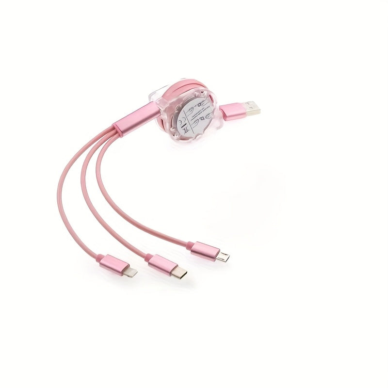 3-в-1 мобильный зарядный кабель, совместимый с устройствами iPhone, TYPE-C и Micro b