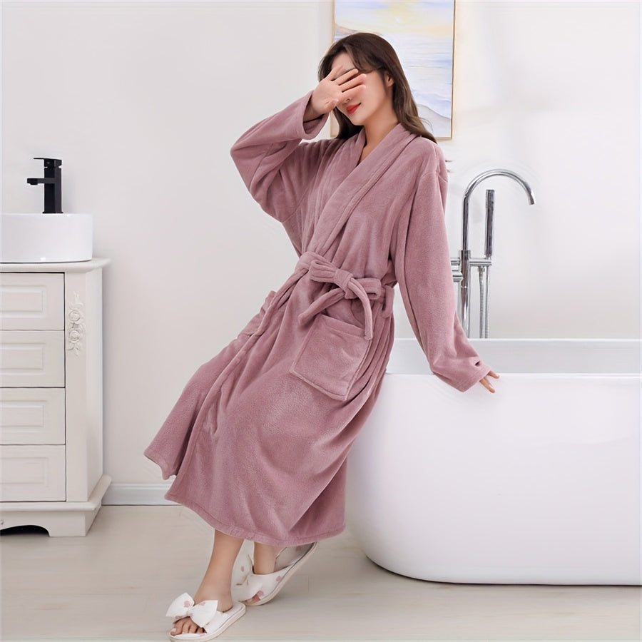 Men and Women Soft Coral Velvet Bathrobe Quick Dry Breathable Non-Shedding