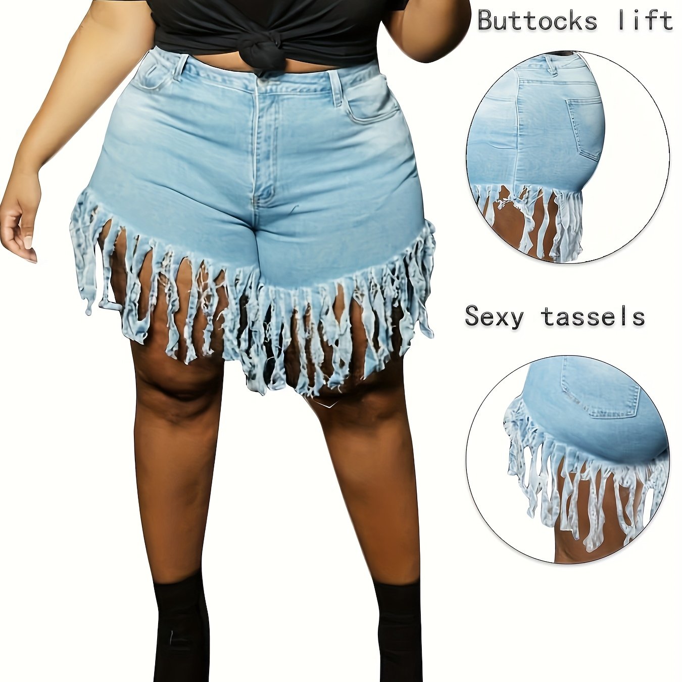 Women’s Stretchy Hip-Hugging Fringe Panties Large Size Washable Straight Leg