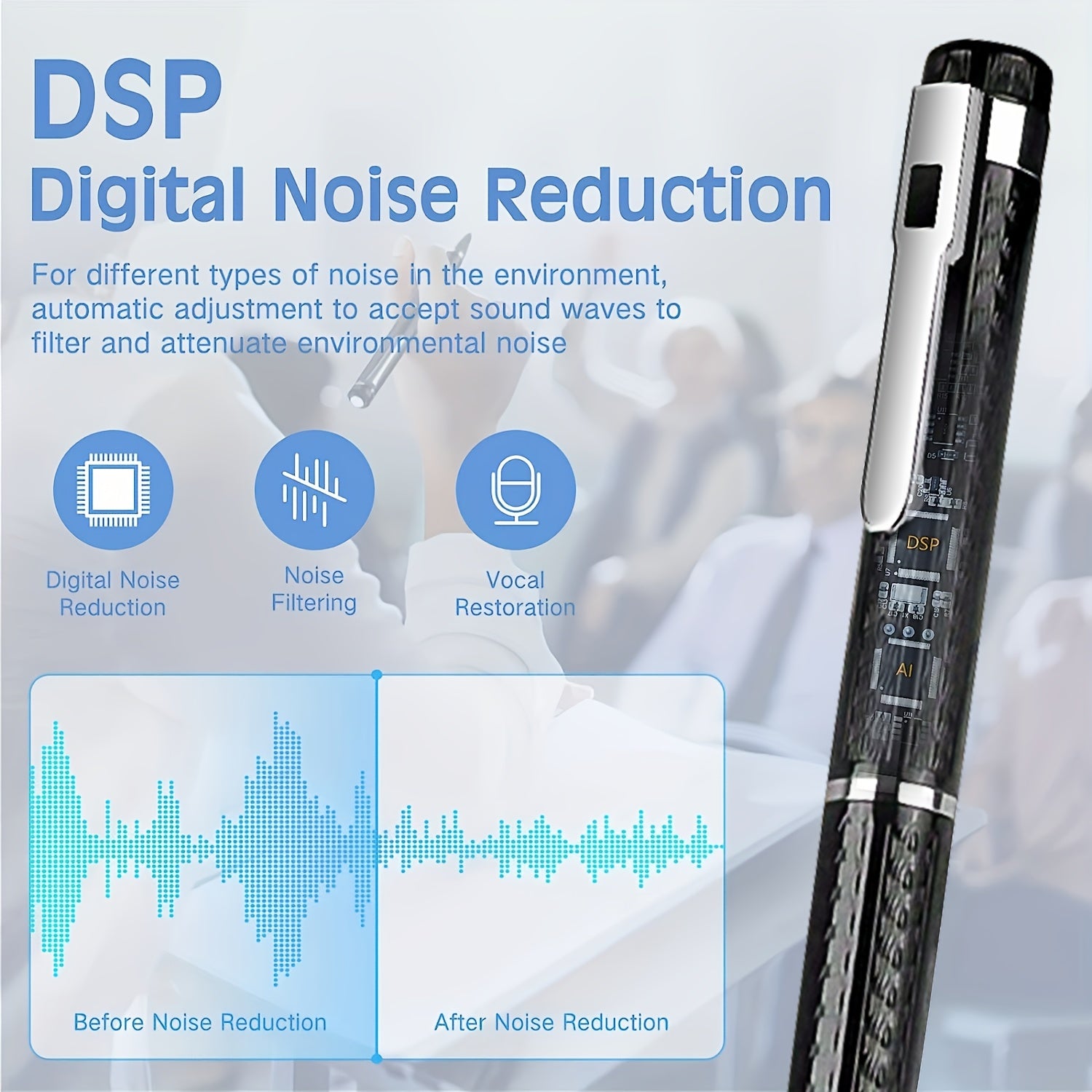 Digital Voice Recorder 64GB 32GB Noise Reduction Rechargeable Voice Activated