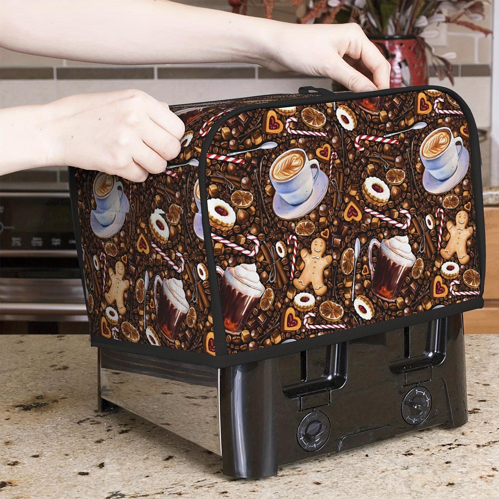 Toaster Cover for 2-4 Slice Toasters Dust-Resistant Machine Washable Top Hook