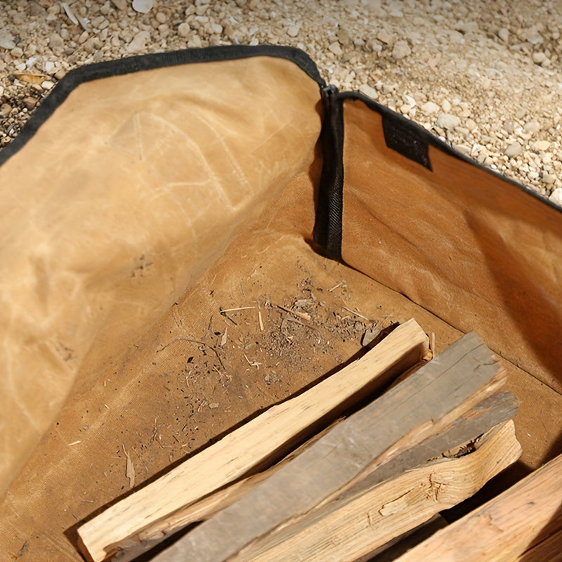Durable Canvas Firewood Tote Outdoor Wood Storage Carrier for Camping and Holidays