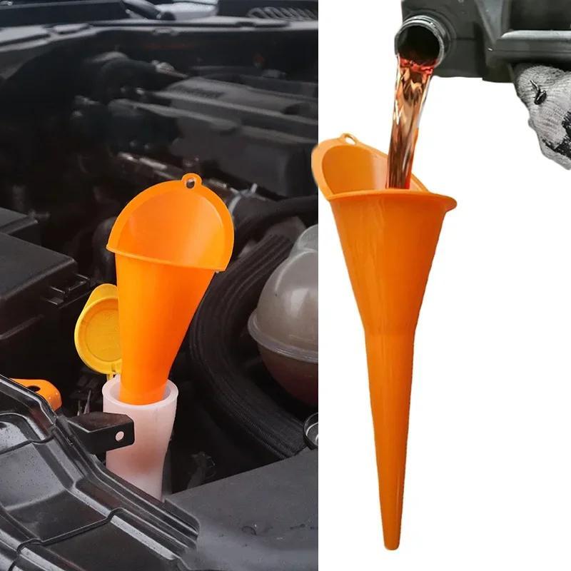 Universal Plastic Oil Funnel for Gasoline and Motorcycles, Anti-splash, Long Stem