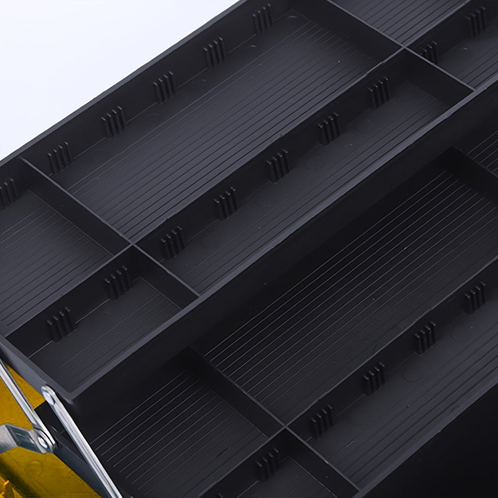 21-Inch Plastic Toolbox Organizer with Metal Handles Waterproof Black Yellow