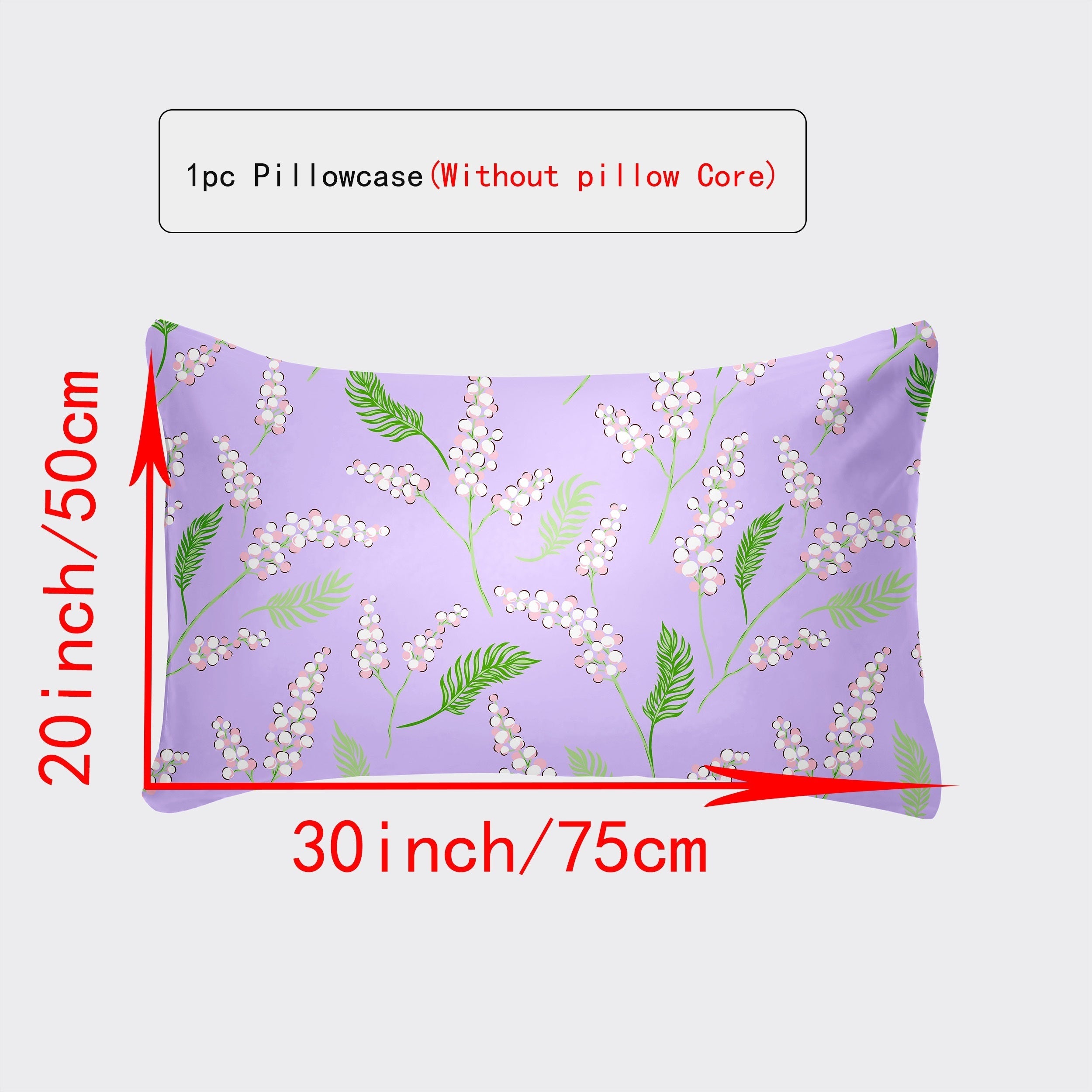 Breathable Pillowcase with Envelope Closure in Multiple Sizes and Floral Patterns