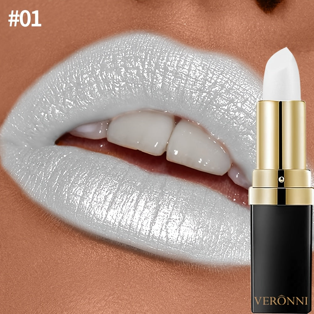 Women Waterproof Lipstick with Hydrating Shine and Metallic Finish