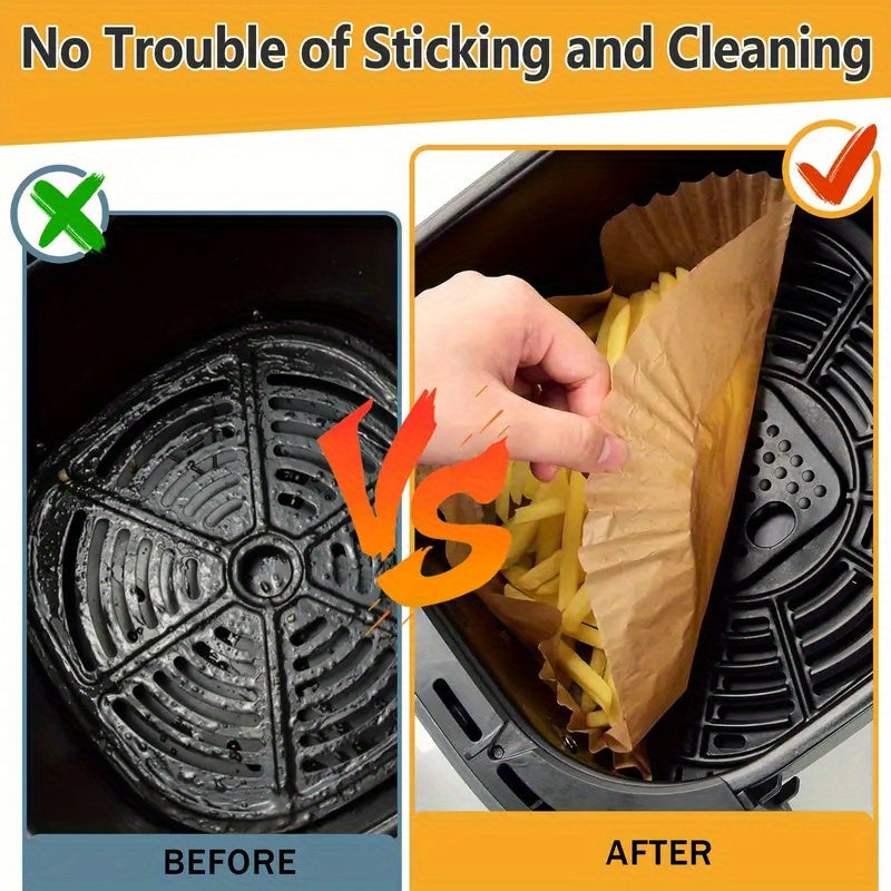 Square Air Fryer Liners Pack of 100 Food Grade Heat Oil Resistant Baking Roasting Microwave