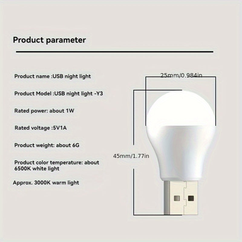 Yotoqxona yoki zinapoyalar uchun kichik USB tungi chiroq, past voltaj bilan energiyani tejaydi.
