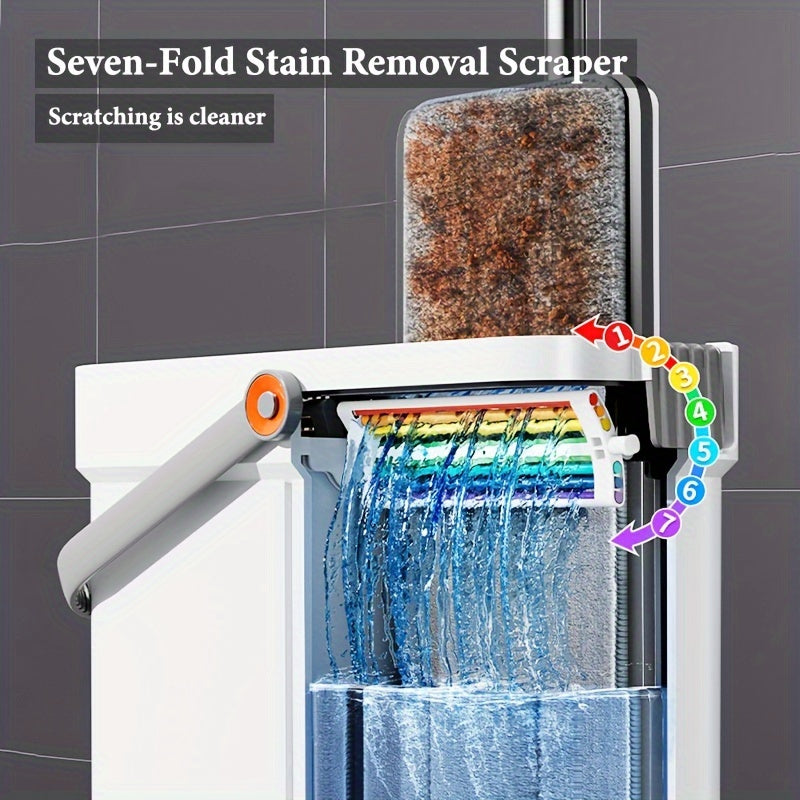 Plastik tekis pol uchun mop va quticha to'plami, qattiq yog'och, plitka va yog'och pol uchun Wringer bilan