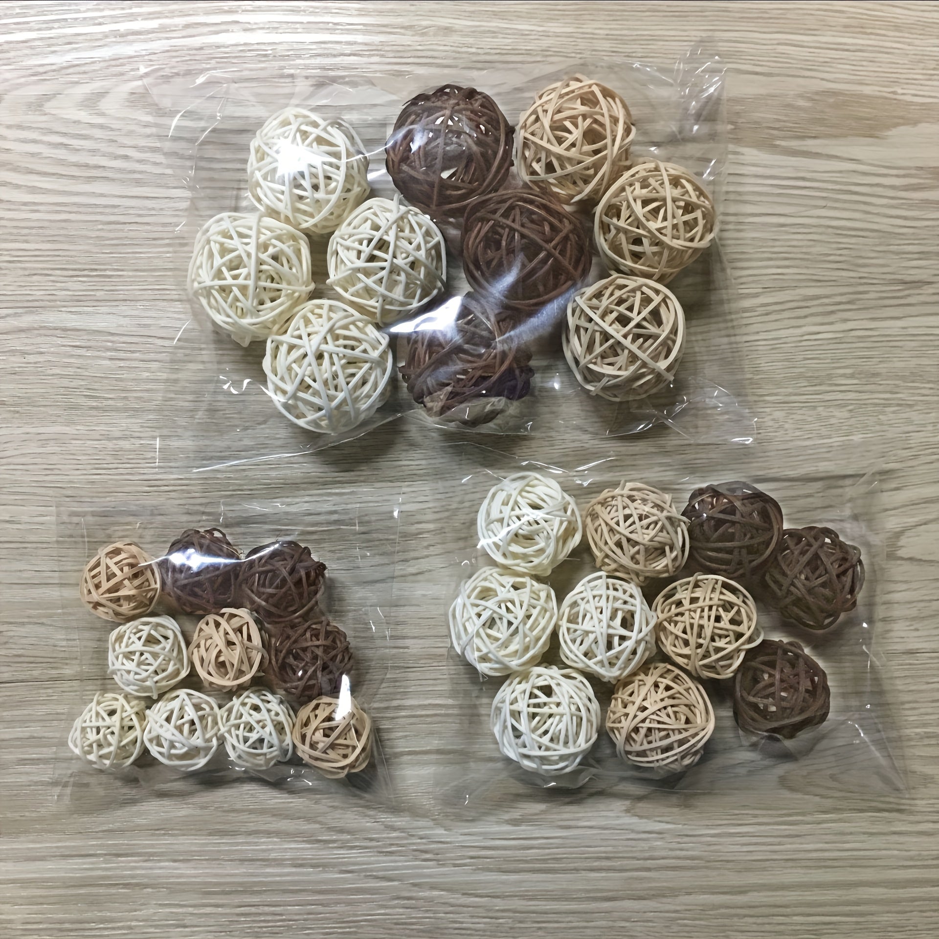 Decorative Woven Balls Set of 10 Natural Wood Coffee White for Wedding Christmas Decor