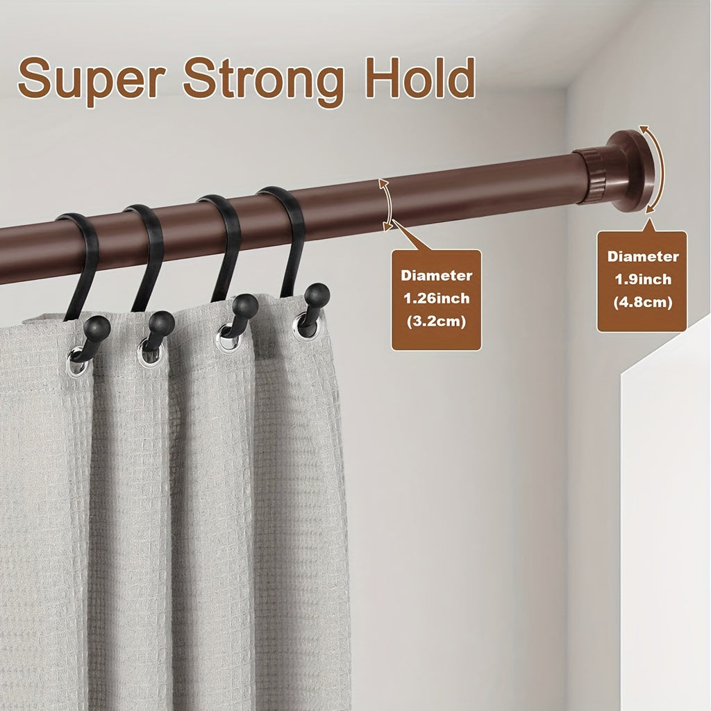 Adjustable Bathroom Partition Spring Rod Black White Brown No Drill Room Divider Shower Curtain