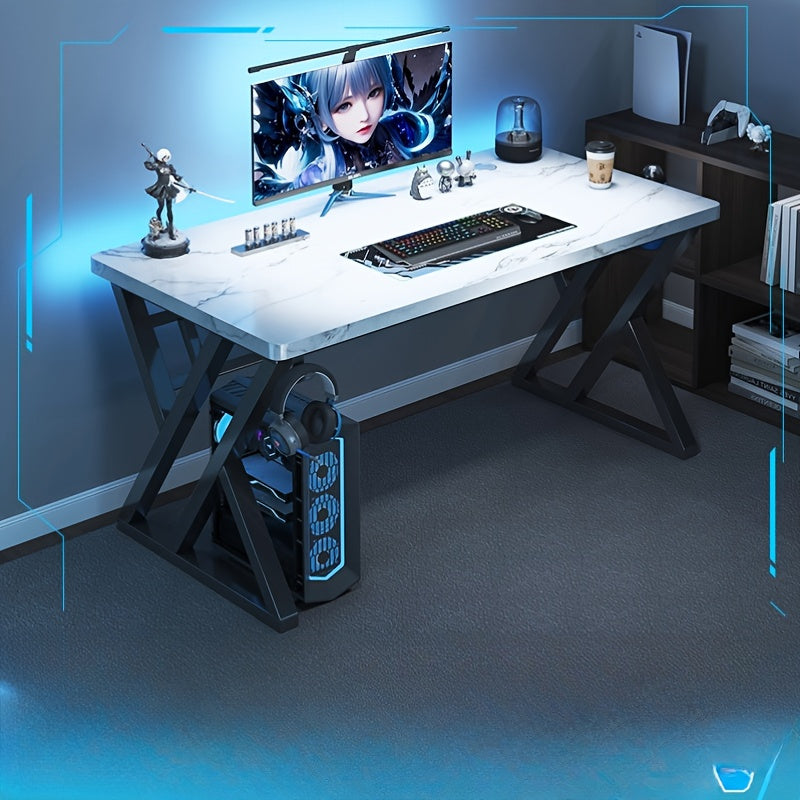 White Wooden Desk for Gaming Work and Study Sturdy Multi-Functional Home Office Table