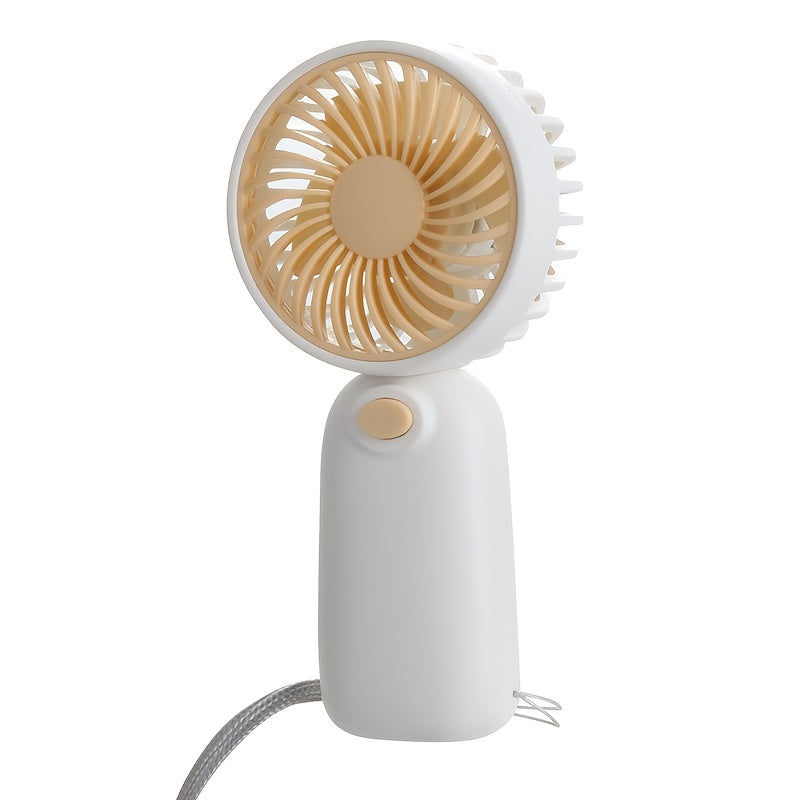 Portable Handheld Fan with Multi-Color Blades, Lightweight Plastic, Battery Operated for Office Travel Camping