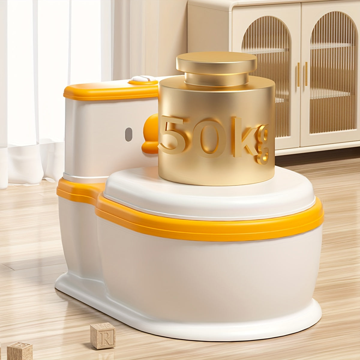 "Bolalar uchun sariq o'rdak dizayni potty stuli, mustahkam PP materialidan tayyorlangan, qopqoq bilan o'qitish hojatxonasi o'rindig'ini o'z ichiga oladi, 3-6 yoshdagi bolalar uchun mos, potty o'qitish uchun hammom o'rindig'i."