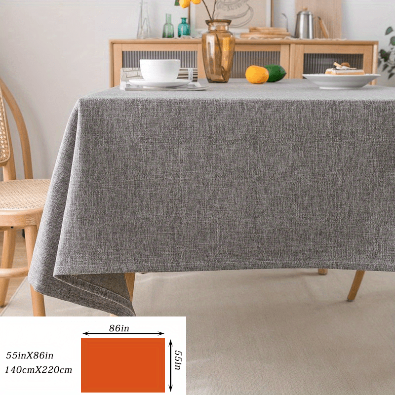 Mantel de poliéster gris impermeable para mesa rectangular de comedor