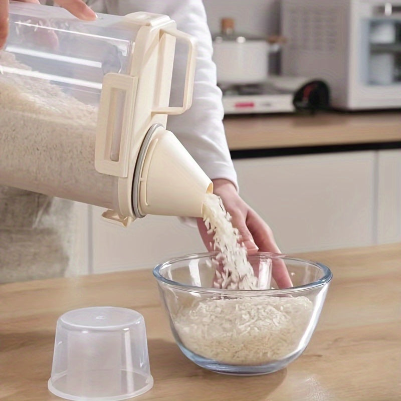 Kitchen Storage Containers Set with Rice Barrels, Fresh-Keeping Boxes and Measuring Cups
