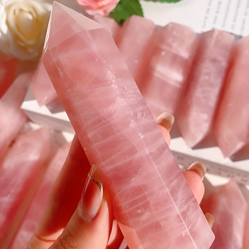 Natural Rose Quartz Crystal Tower 2.7-3.1 Inches 6-Sided Interior Decor Gift