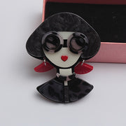 Elegant Lady Brooch Retro Chic Pin for Lapel or Scarf