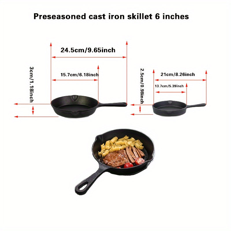 Cast Iron Skillet Set 4-Piece Pre-Seasoned Indoor Outdoor Cookware