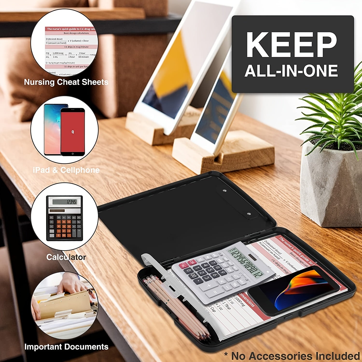 Large Capacity Storage Organizer with Pencil Holder Heavy Duty Plastic Office File Folder