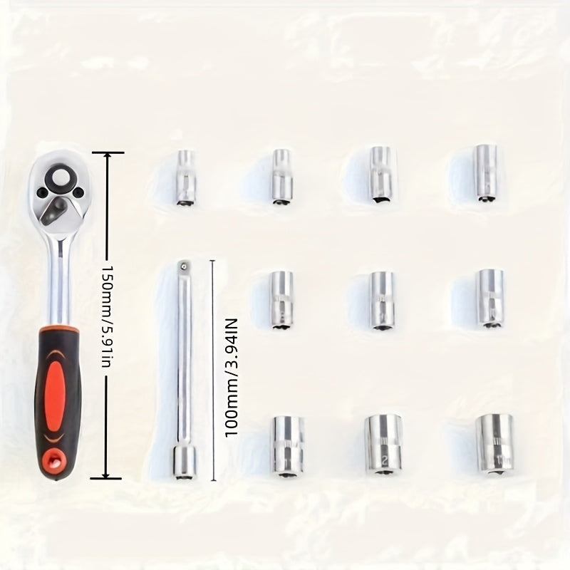 12-Piece Steel Wrench Set, Adjustable Metric Hand Tools for Automotive Repair