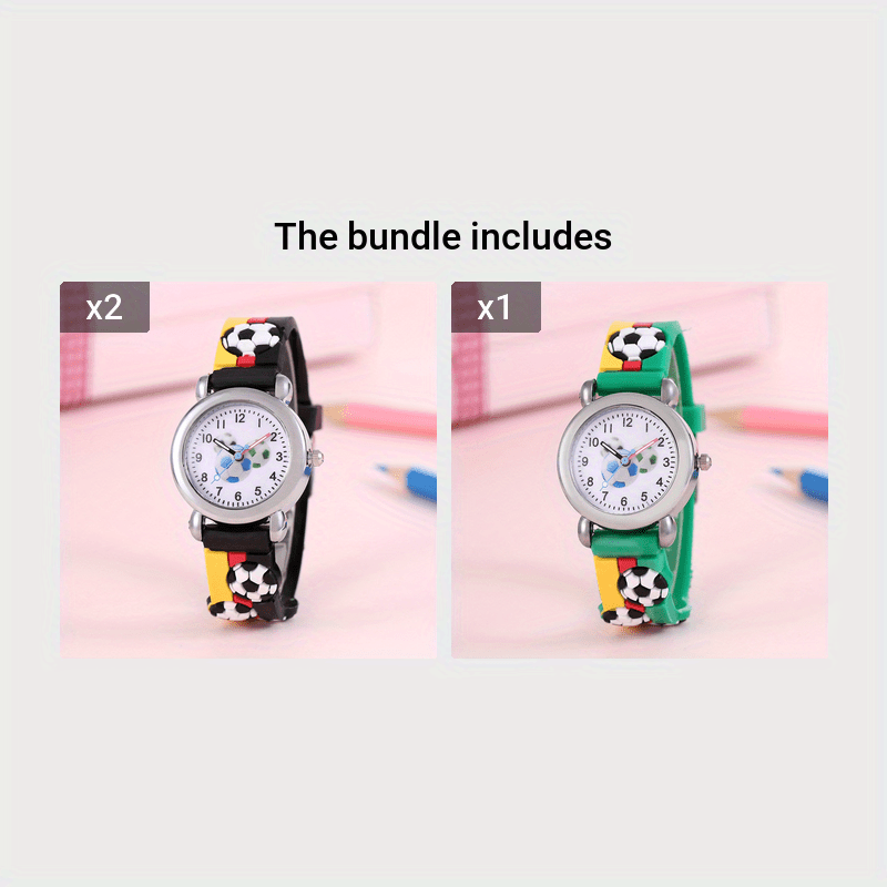 Children's Cartoon Football Watch for Kids, Silicone Strap, Non-Waterproof, Battery Powered