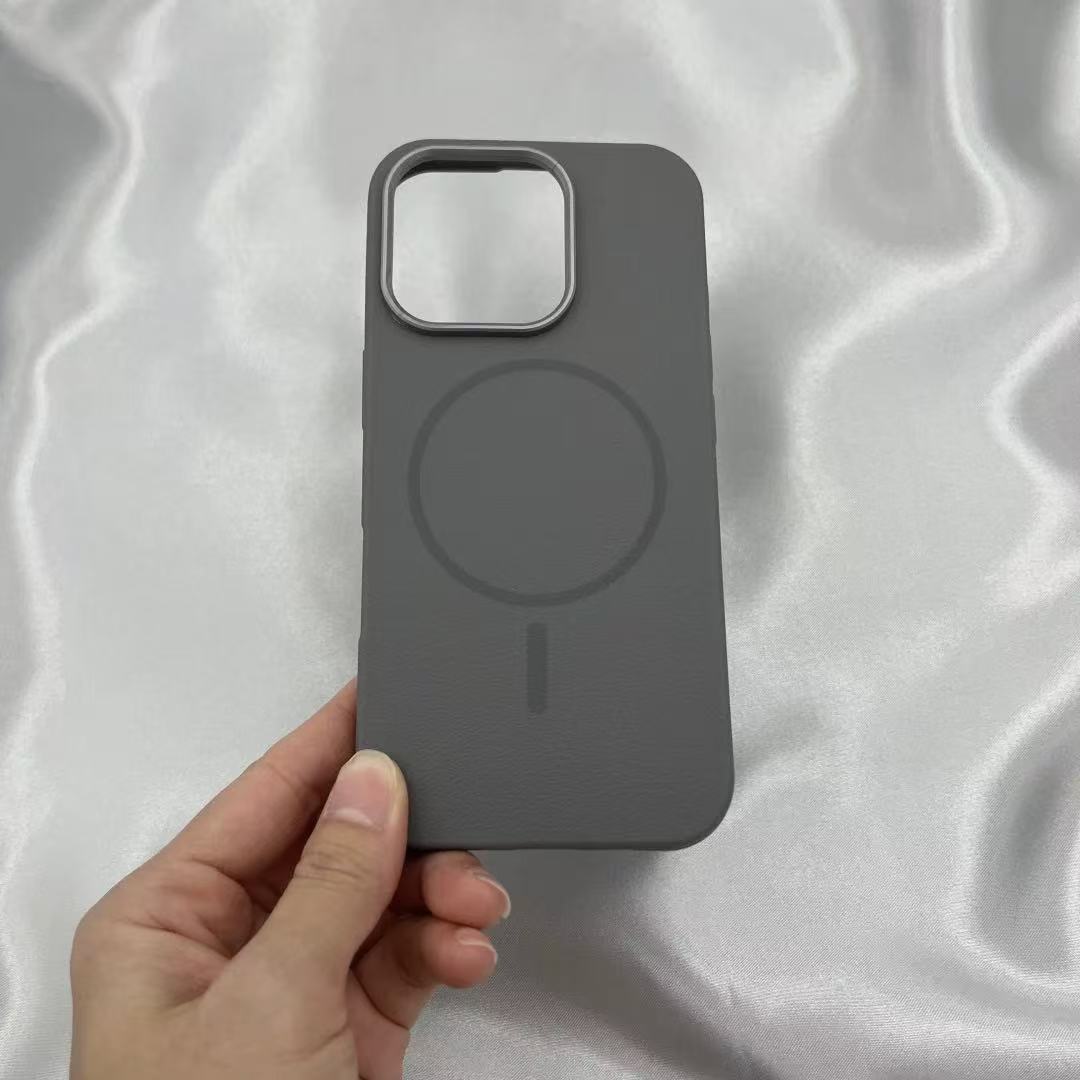 Faux Leather Magnetic Wireless Charging Phone Case for iPhone 16 Pro Max 15 14 Plus