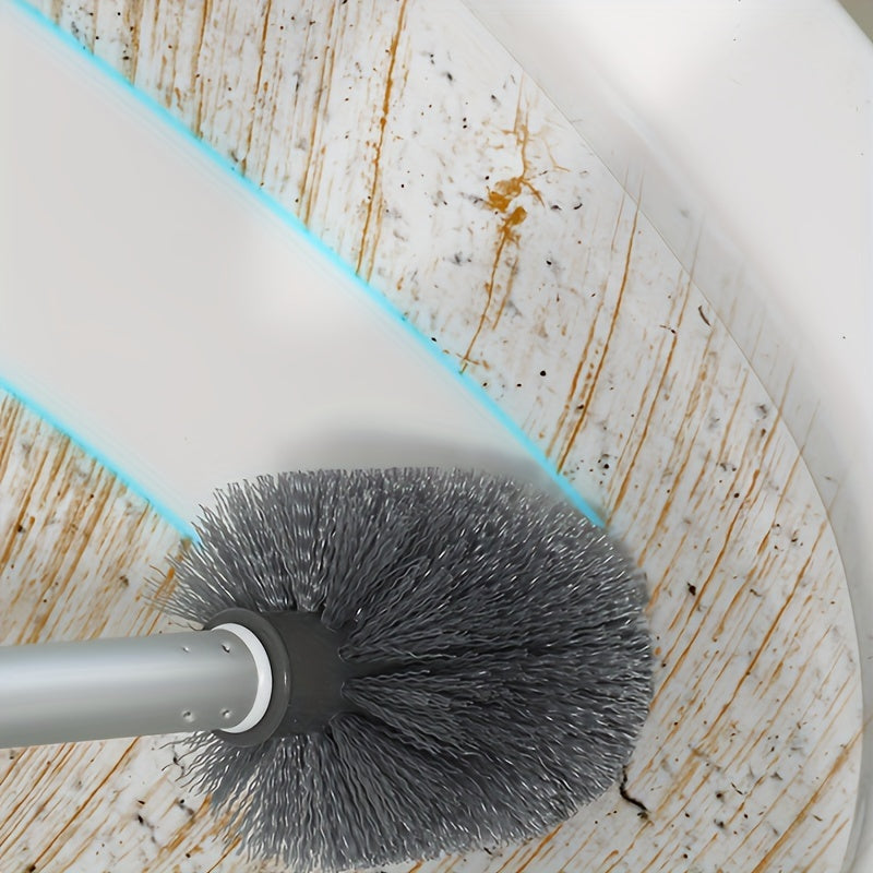 Щетка для чистки туалета с поддоном, прочная металлическая и пластиковая ручка, легкая в использовании для ванной, кухни и полов, не требует электричества