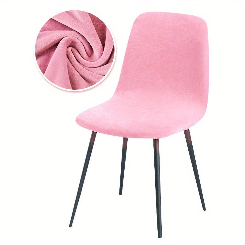 Velvet Arc-Shaped Short Back Chair Slipcover for Dining and Home Office