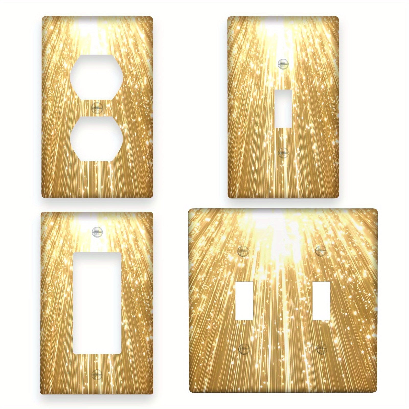 Golden Sparkle Light Switch Cover Decorative Artistic Design Battery-Free Easy to Clean Standard Size