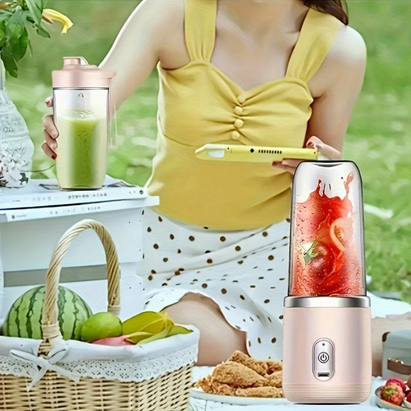 Taza de jugo recargable por USB con diseño de doble taza para batidos y malteadas, ABS de grado alimentario, portátil