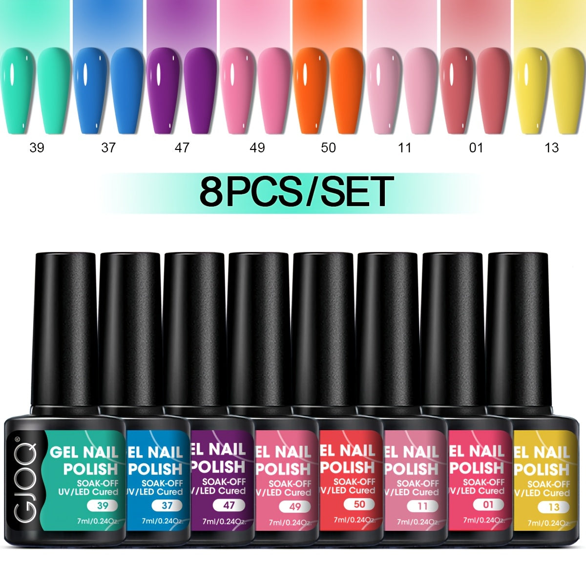 8-Piece Gel Nail Polish Set Long-Lasting UV LED Hypoallergenic Neutral Glitter