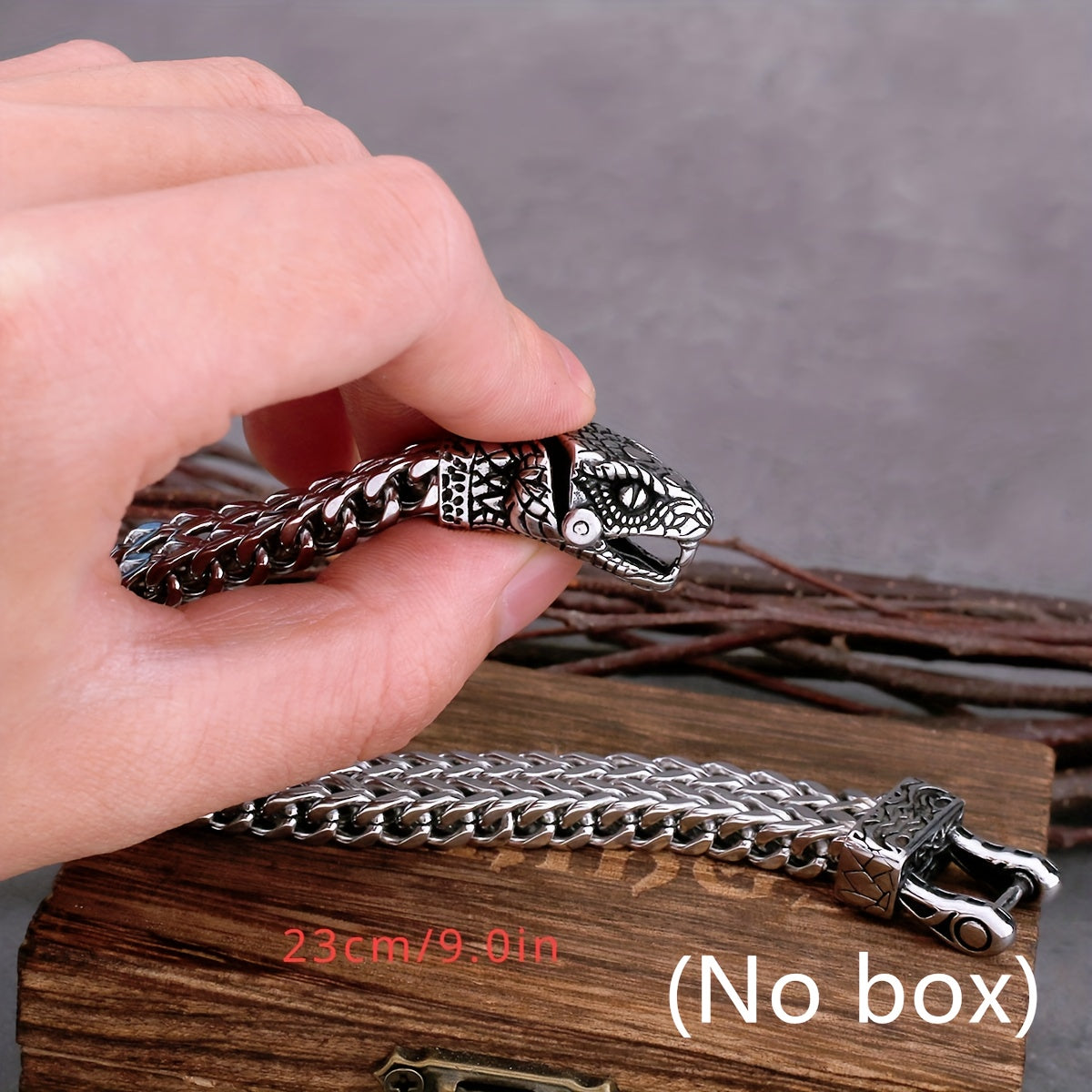 Stainless Steel Snake Head Bracelet for Men Punk Rock Jewelry Durable Gift