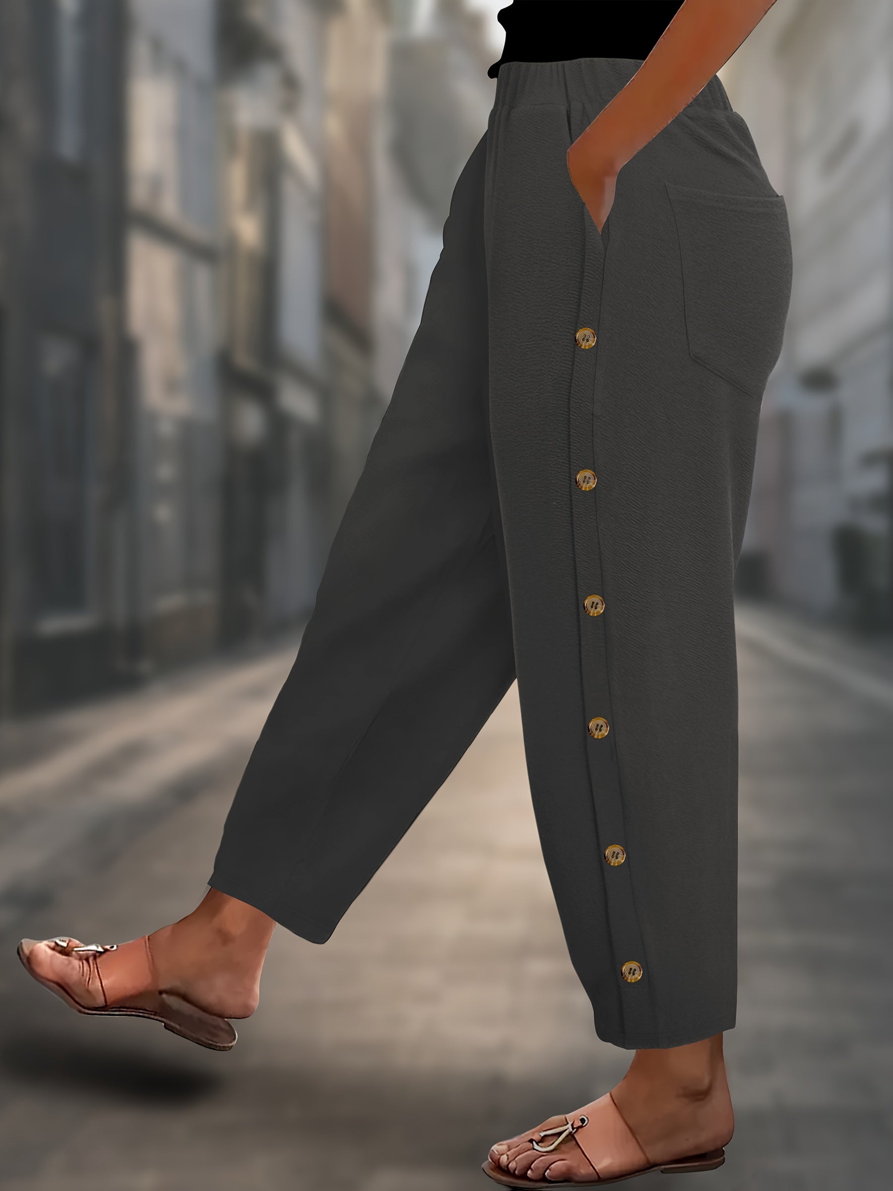 Women's Plus Size Wide Leg Pants Soft Knit Comfortable Fall Streetwear