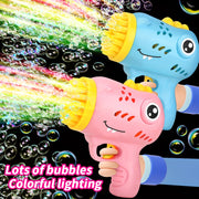 Children's Electric Dinosaur Bubble Gun for Kids Ages 3-6 with 36 Nozzles LED Lights Plastic Outdoor Toy